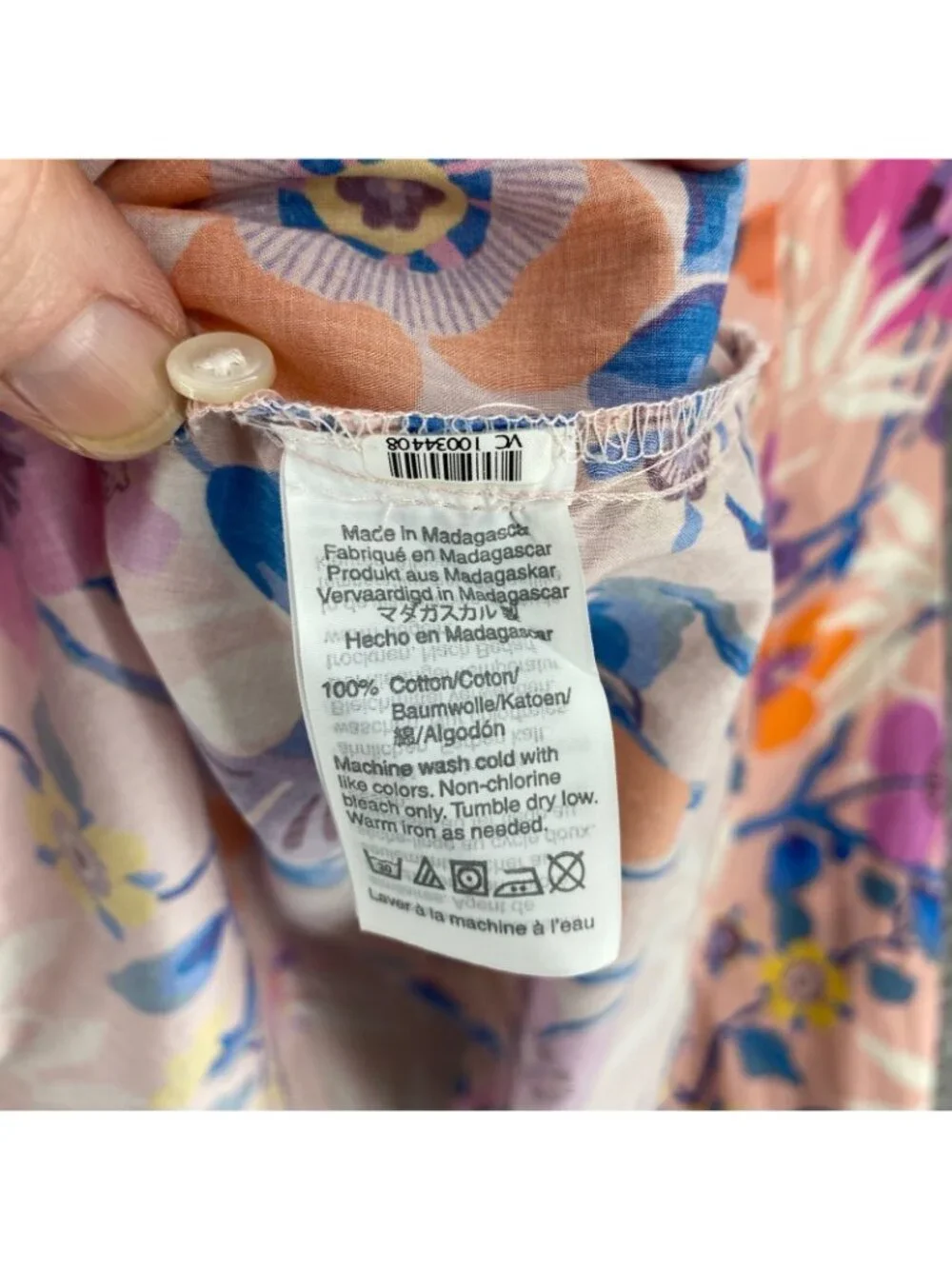 J Crew Liberty London Top Womens 4 Pavilion Pink Floral Popover Classic Cotton
